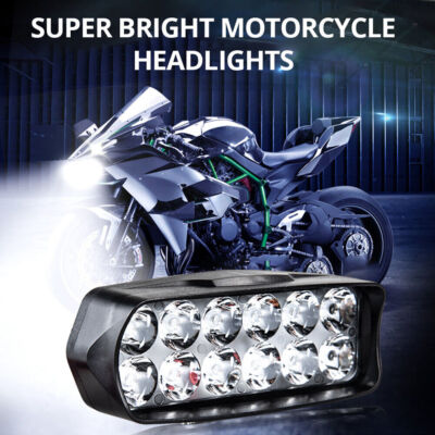 2X 12 LED Universal Motorcycle Front Spot Light Super Bright Headlight Headlamp