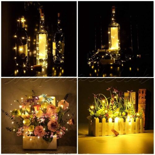 20 LED Wine Bottle Light Cork Shaped String Fairy Wire Night Light Colorful Lot  