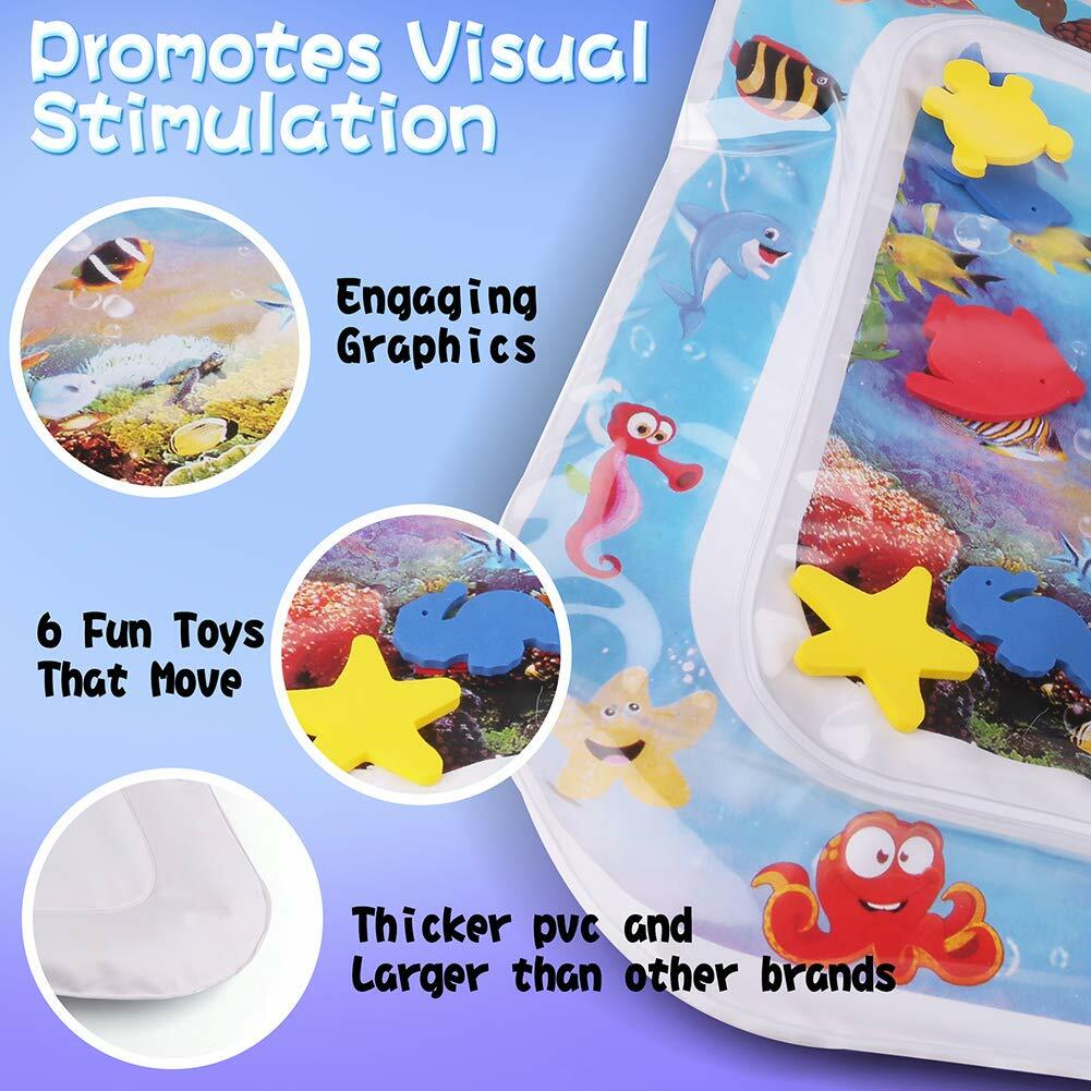 Infants Newborn Baby Inflatable Water Mat Plush Dog Animal Retriever Stuffed Toy