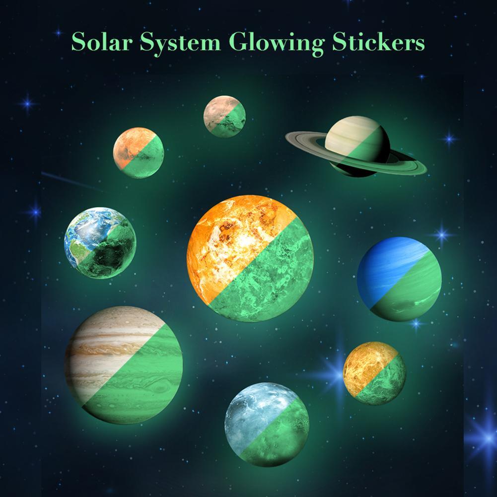 Glow In The Dark 30cm Round Planets Star Pvc Stickers Kids Ceiling