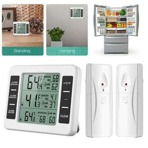 Wireless Digital 2 Sensor Refrigerator Freezer Thermometer/A