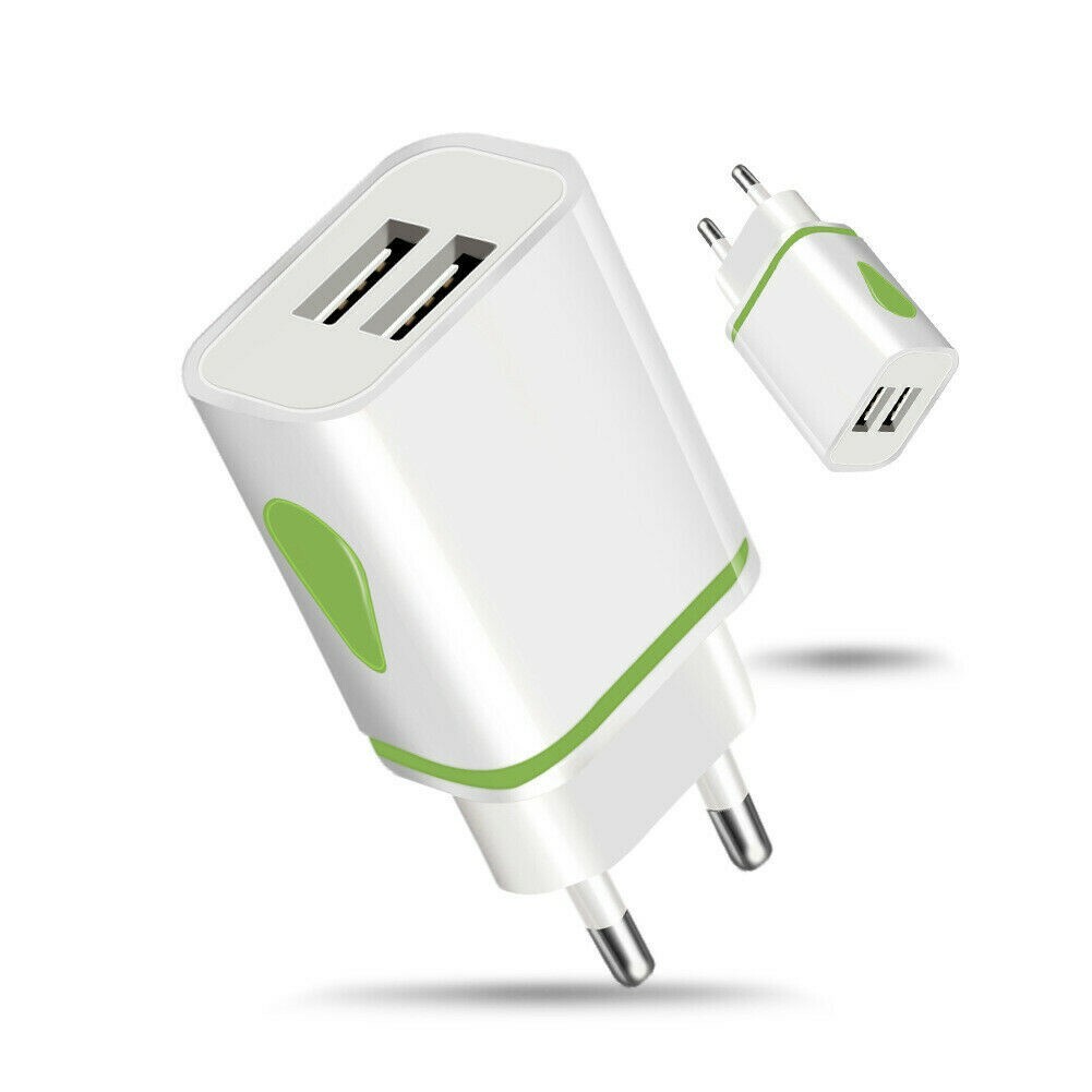 Double USB Ports LED Light 5V 2.1A US/EU Plug Wall Home Charger Adapter