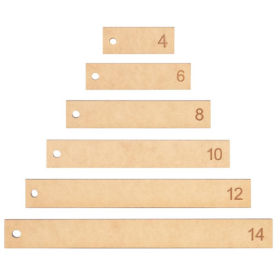 6PCS Wooden Ribbon Tail Rulers, 4 6 8 10 12 14 Inch Rectangle Quilting Rulers Se