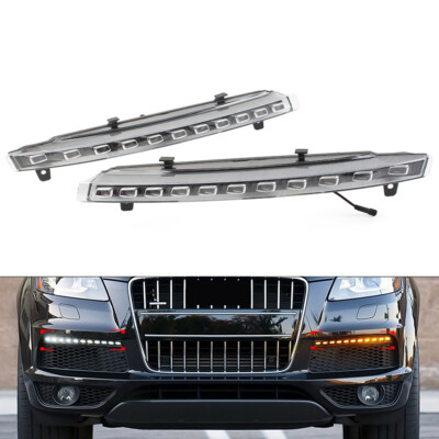 LED DRL Dynamic Daytime Running Light Turn Signal Lamp For Audi Q7 2010-2015