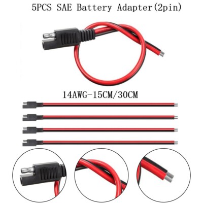 5PCS Battery Charger SAE Connector 12V DC Power Plug DIY Cable 14AWG 15/30cm   .