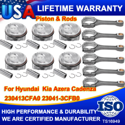 Engine Piston &Connecting Rods STD For 13-2018 Hyundai Kia Azera Cadenza 3.3L V6