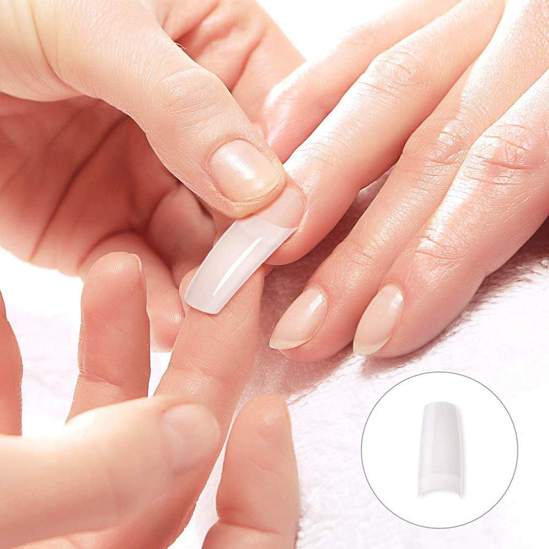 Acrylic Nail Tips Clear 500PCS French Artificial False Tip for Manicure Nails Ar