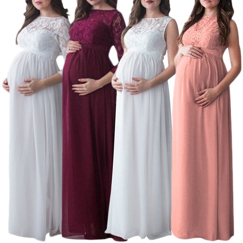 Lace Maxi Maternity Dress Baby Shower Wedding Evening Gown