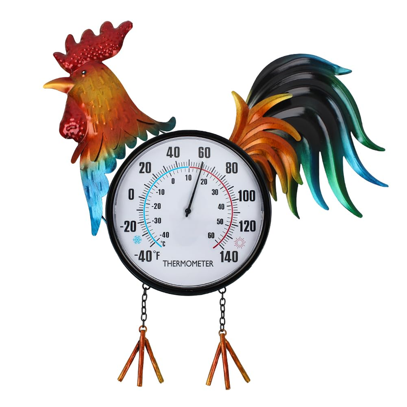 Decorative Rooster Outdoor Thermometer Waterproof Metal Indoor Outdoor Thermomet
