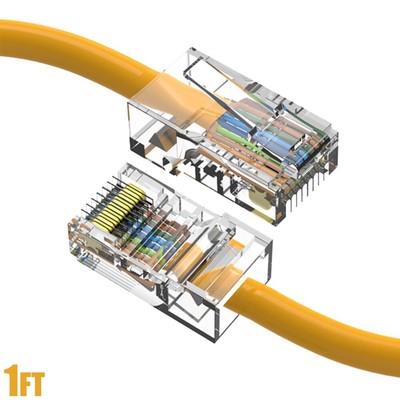 1FT Cat5e RJ45 Ethernet LAN Network UTP Non-Booted Patch Cable Copper Yellow