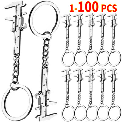 Key Portable Movable Mini Vernier Caliper Ruler Keychain Keyring 1-100X