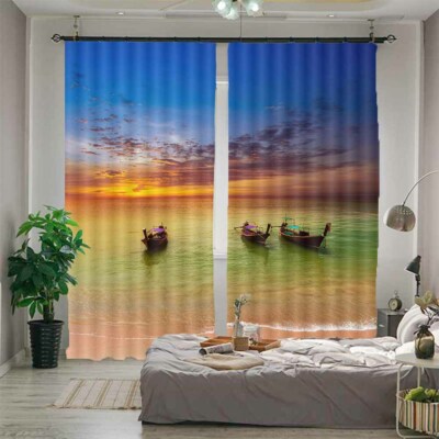 Grass Waiting Sky line 3D Curtain Blockout Photo Printing Curtains Drape Fabric