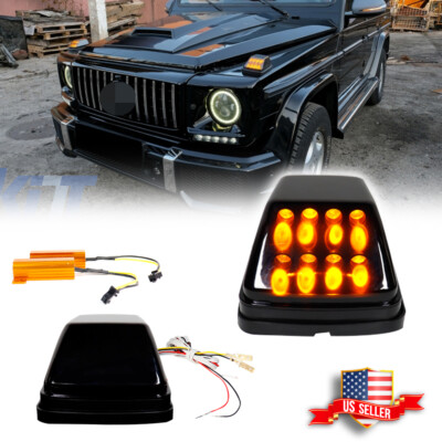 For 90-2018 Mercedes W463 G55 G550 G500 G63 Smoked LED Turn Signal Parking Light