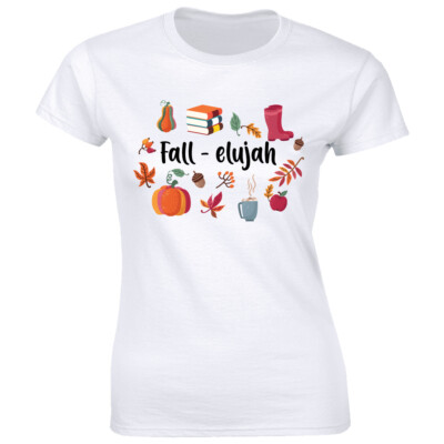 Fallelujah with Leaves Books Coffee Boots Image Fall Lover T-Shirt for Women
