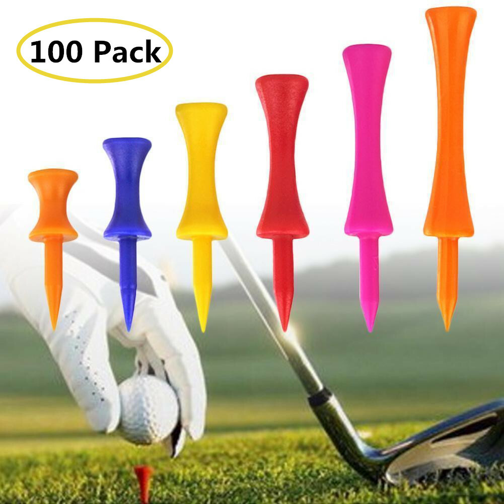 Plastic Step Down Golf Tees 100 Count Height Control 6 Colors 6 Sizes