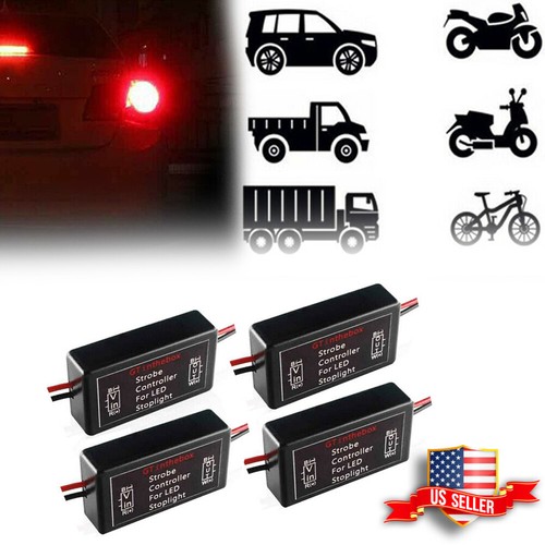 4X Auto Motorcycle Rear Brake Stop Light Pulsing Strobe Flash switch