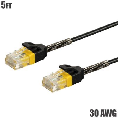 5FT CAT6 RJ45 Slim Ethernet LAN Network UTP Patch Cable Cord Copper 550MHz 30AWG