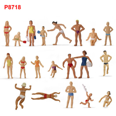 40pcs 1:87 HO Scale Swimming Figures Seaside Visitors Swimming People P8718