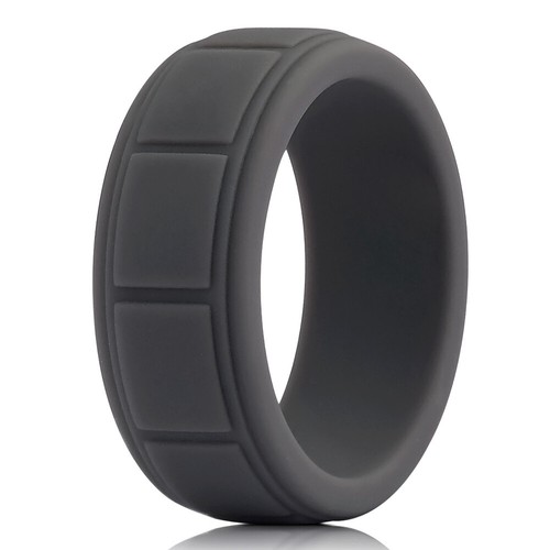 Silicone Wedding Ring for Men Rubber Wedding Workout Sport Yoga Bands 8mm Width
