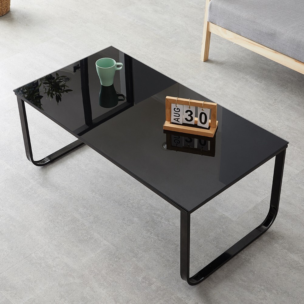 schwarz glas couchtisch beistelltisch metall beine wohnzimmer