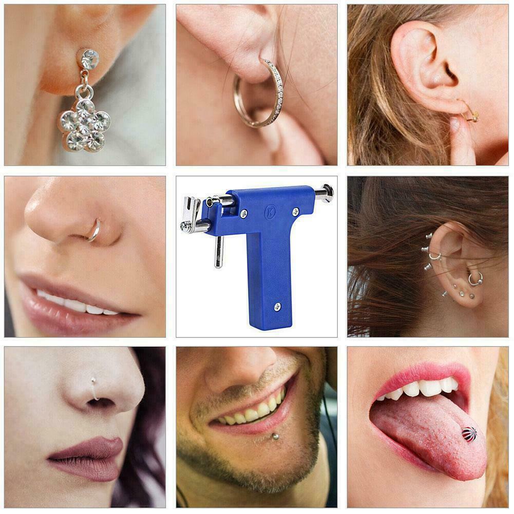 Professional Ear Piercing Gun Body Nose Navel Tool Kit Set Jewelry 98 Studs DIY