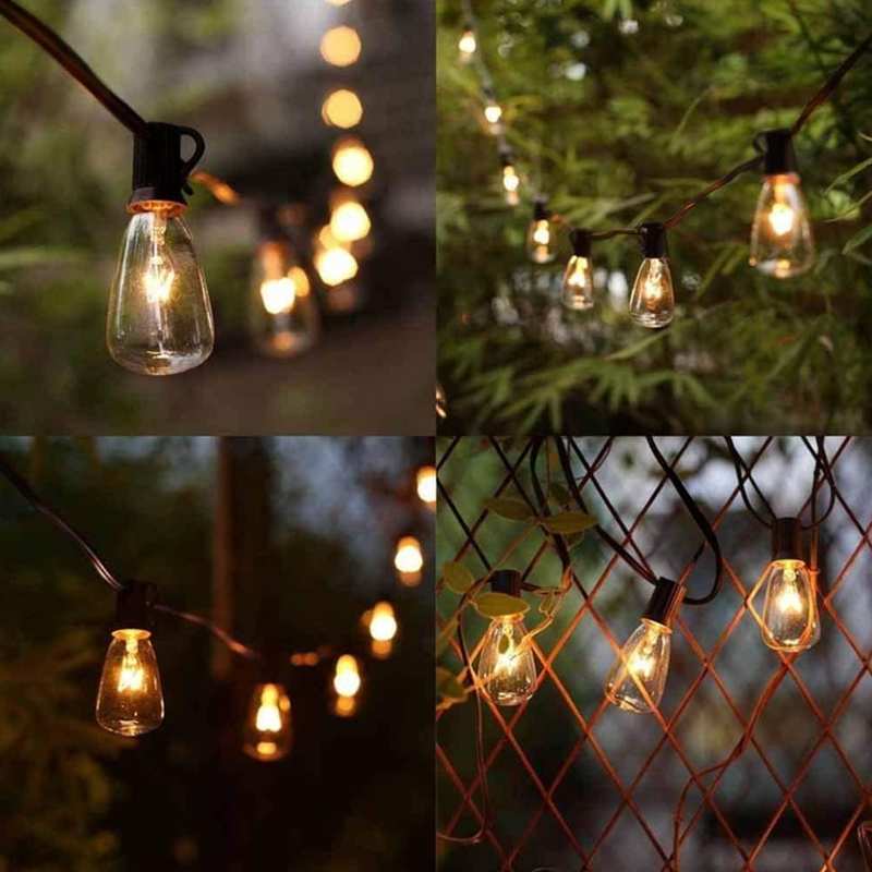ST38 Edison Light Bulbs, 7W Clear Glass String Lights for Outdoor Patio Garden W