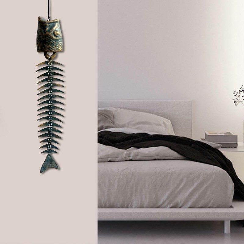 Fish Bone Creative Wind Chimes Lucky Bell Hanging Decor New Hot
