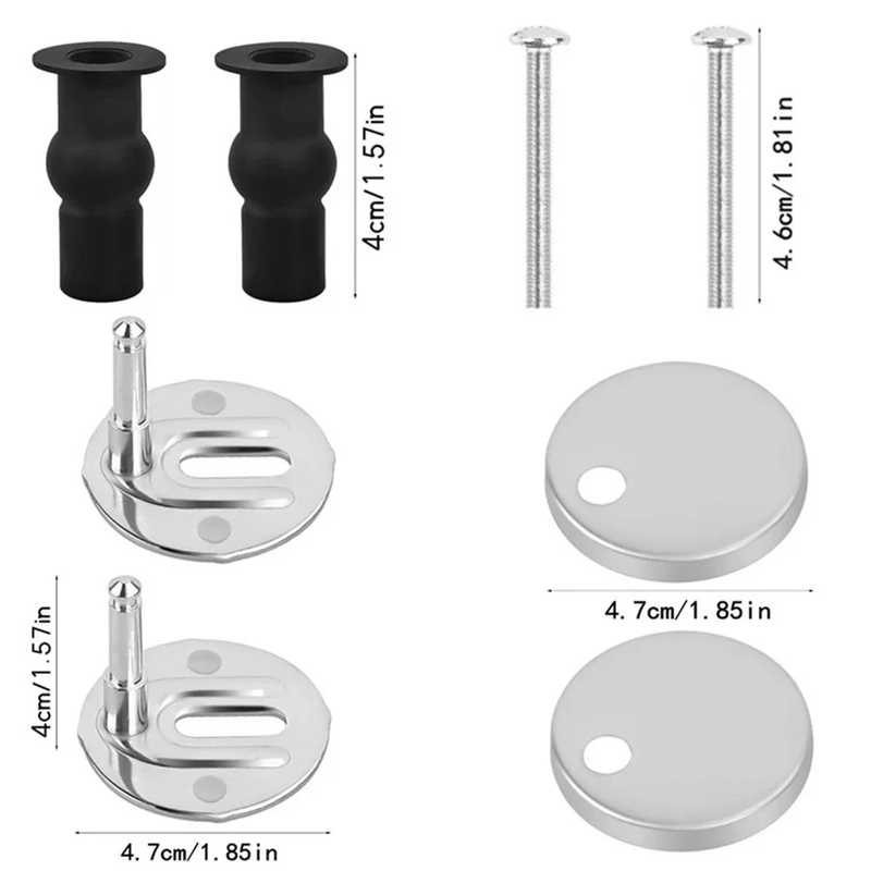 Toilet Cover Hinge Kit Parts Replacement Steel + Rubber 47Mm/55Mm Convenient Design Easy Installation Brand