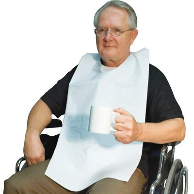 Disposable Bibs Ply Tissue Front Catches Spills Poly Backside Protects Clothing