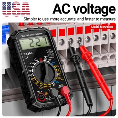 Voltage Detector Digital Multimeter - Multi-Function Tester (Black)