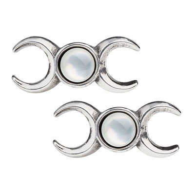 Alchemy Gothic Crescent Moon Triple Goddess Stud Earrings Pewter Jewelry E401