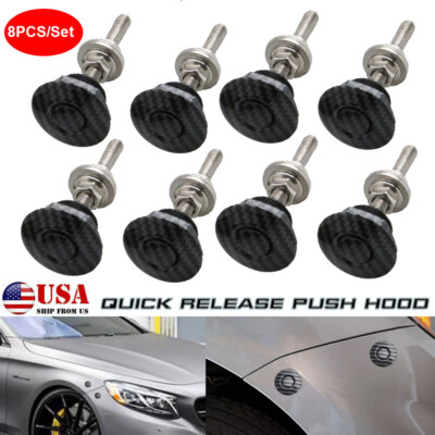 Universal Front Bumper Quick Release Fasteners Push Button Billet Hood Pins Lock