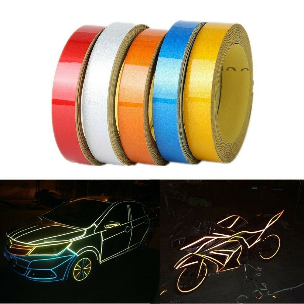 2pcs Car Reflective Roll Tape Safety Warning Moto Trailer Truck Sticker Decor