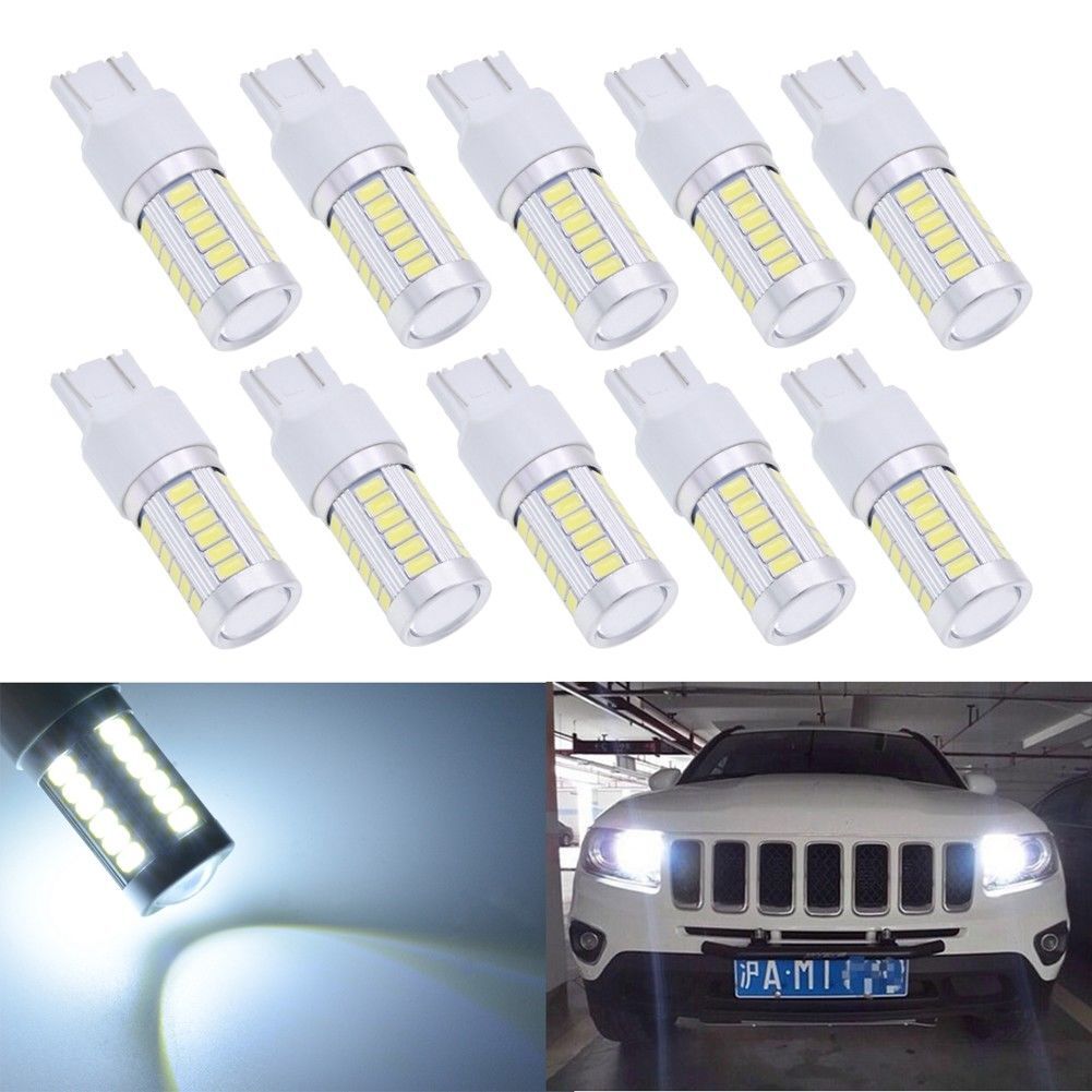 10X T20 LED White 7443 7440 5630 33-SMD Dome Map Car Backup Reverse Light Bulb