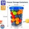 10 Pack 34oz Reusable Freezer Food Storage Containers with Twist Top Lids, Airtight Plastic Meal Prep Food Containers for Leftover Lunch Fruit Salad Oats, Clear Large Soup Container Microwave Safe