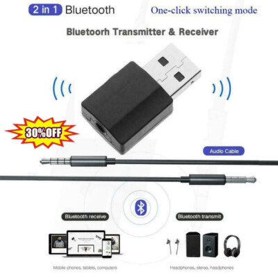 One-click Bluetooth Compatible Transmitter Receiver 2in1 Stereo New