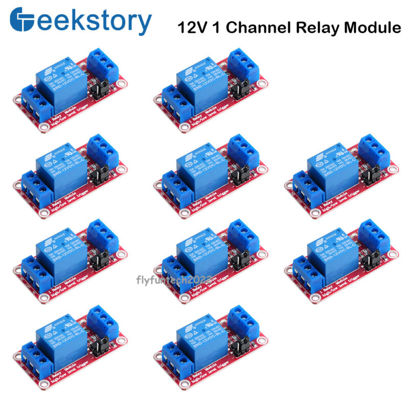 5/10pcs 12v 1 Channel Relay Module With Optocoupler High Low Level Trigger