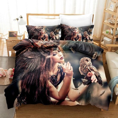 Owl Queen Owl Beauty Quilt Duvet Cover Set Bedding Bedroom Decor Doona Cover