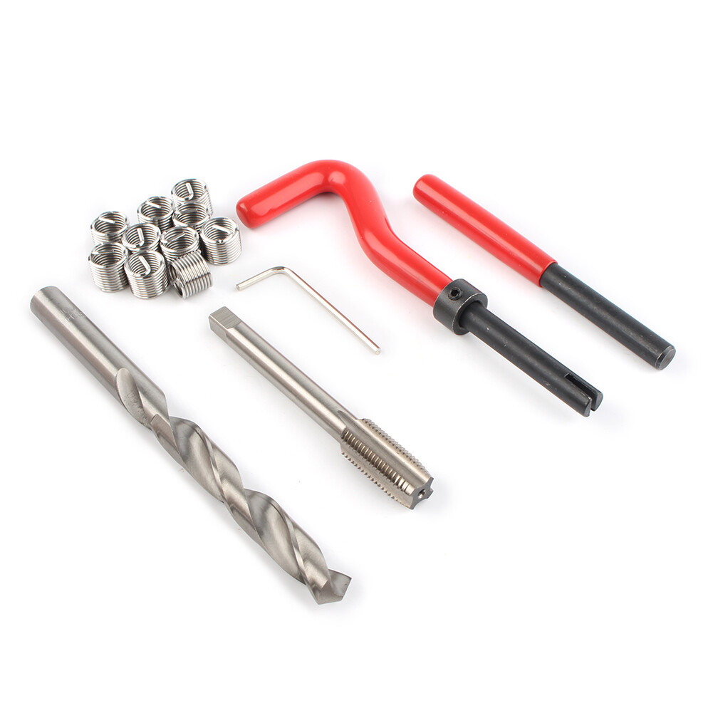 M10 x 1.25 Metric Thread Repair Insert Kit Install Tool Helicoil Coil 15pcs USA