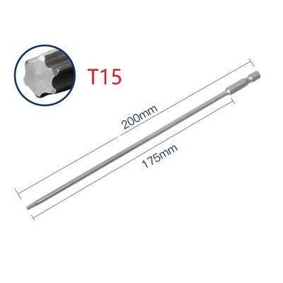 1 6 X 200mm Magnetic Torx Screwdriver Bit Alloy Steel T15 T20 T25 T27 T30