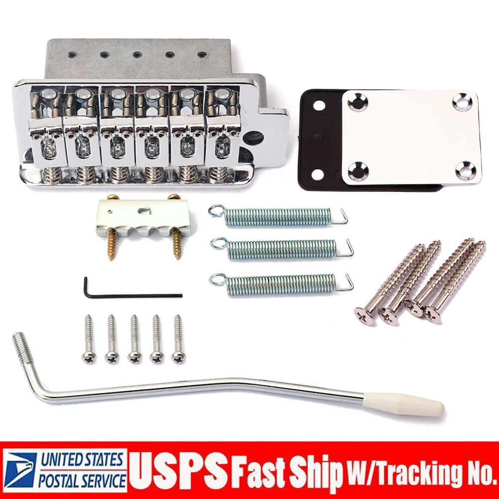 Chrome Electric Guitar Tremolo Bridge System with Neck Plate