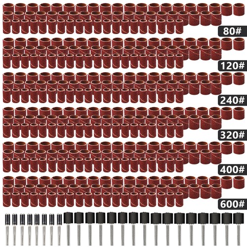 384 Pieces Sanding Drum Kit Sander Sleeves With Mandrels for Dremel Rotary Tool