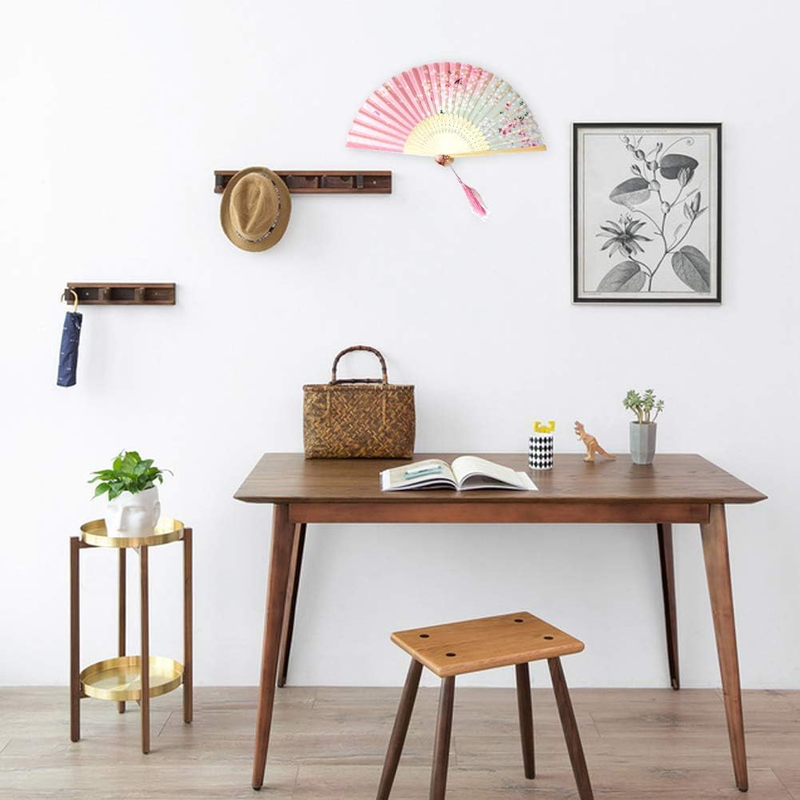 4 PCS Handheld Folding Fans Bamboo Silk Fabric Cloth Folding Fans Chinese Japane