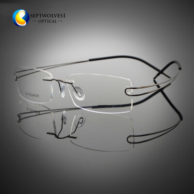 Men Rimless β-Titanium Eyeglass Frame Ultra light Flexible Screwless Glasses RX