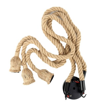 1M Industrial Chandelier E27 3  LED Retro Rope Ceiling Lamp Without9364