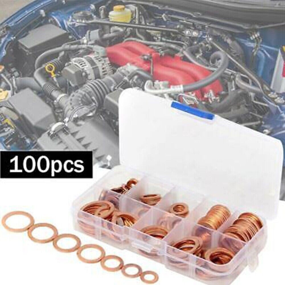 Set 100 Pezzi Rame Rondelle 130x68x22mm Rame Piatto Anello Motori Auto awe