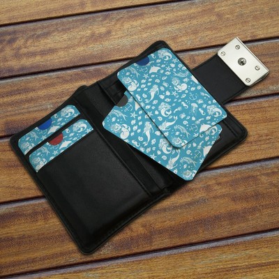 Blue Mermaid Pattern Seashells Fish Credit Card RFID Blocker Sleeves Set
