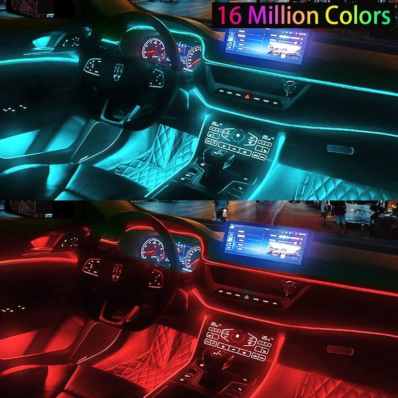 6M Car RGB Interior Ambient LED Strip Light APP Music Control Atmosphere Lamps