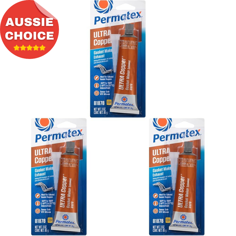 81878 Ultra Copper Max Temp Gasket Maker 85g 3 Pack High Heat Resistant Sealant