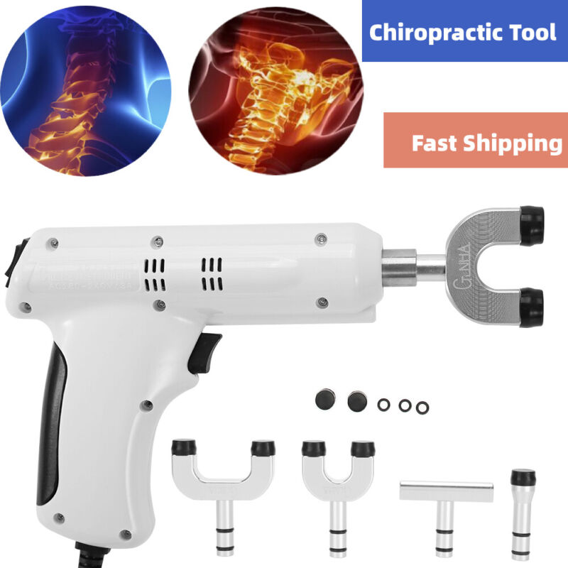 110-220V Pro Chiropractic Tool Electric Spine Adjusting Corrector + 4 Heads